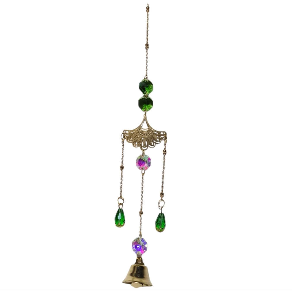 Hanging Crystal Bell Suncatcher Ornament iridescent